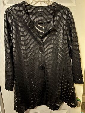 Yushi Black Mesh Overlay Jacket